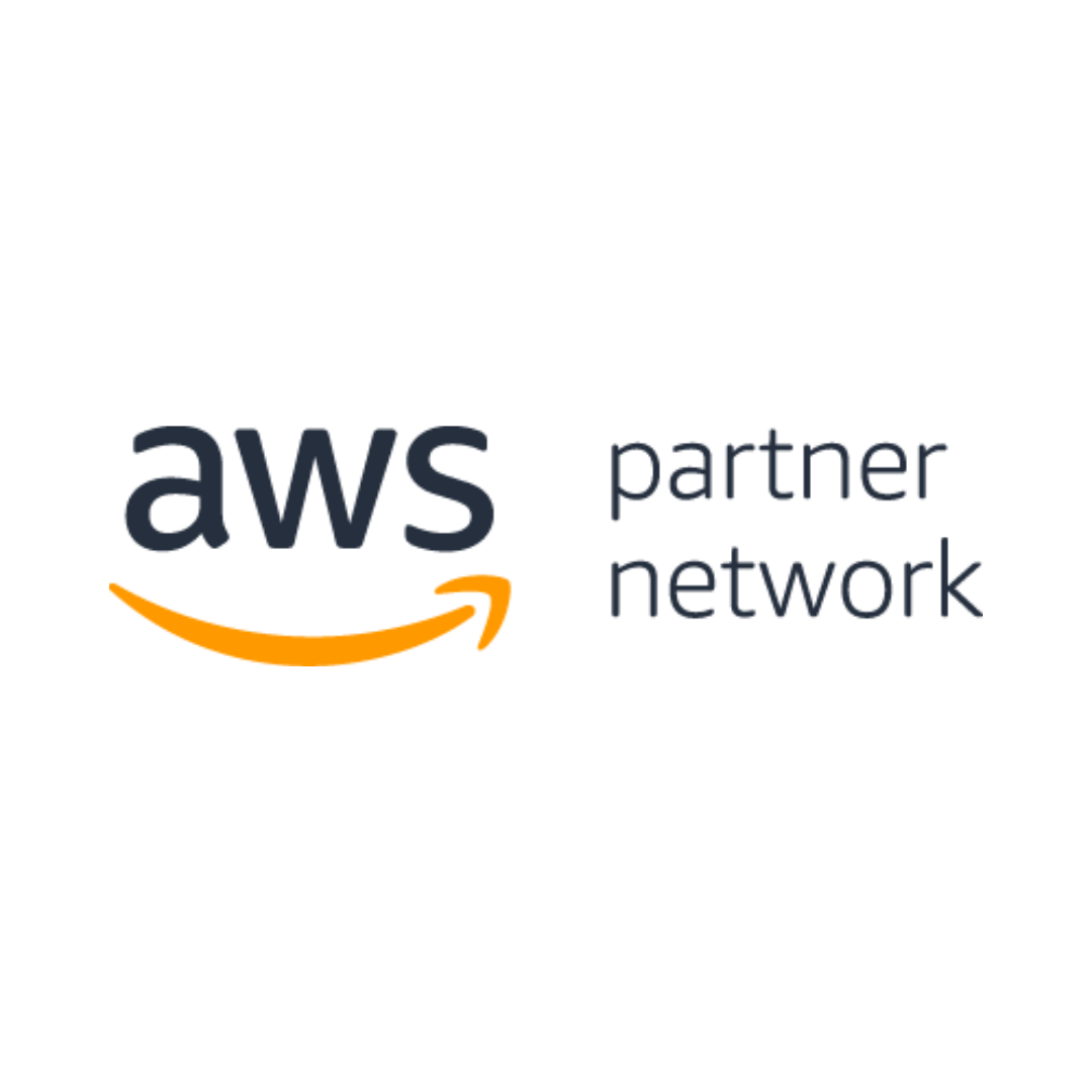 Logo of AWS Partner Network with the text aws in dark blue followed by an orange arrow and the words partner network in dark blue on the right.